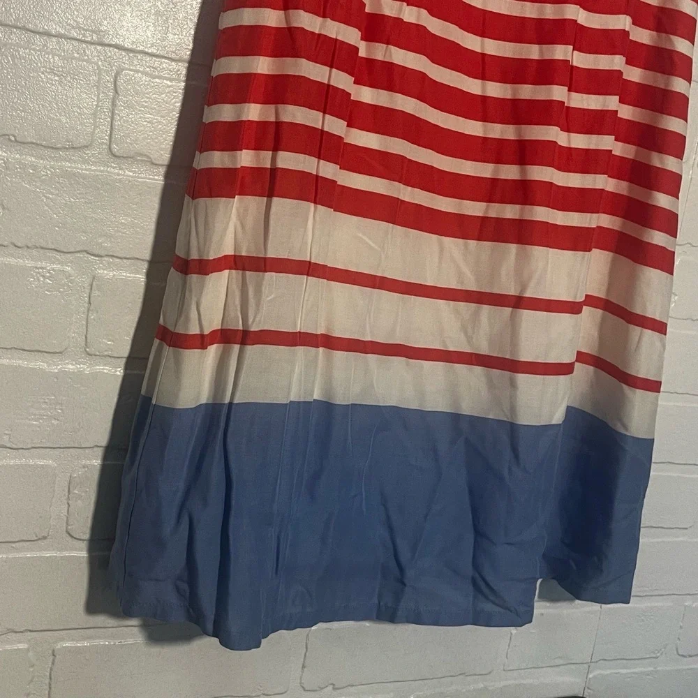 Boden Dress Round Neck Short Cap Sleeve White Pink Blue Stripes Classic Size 6 - Picture 4 of 8